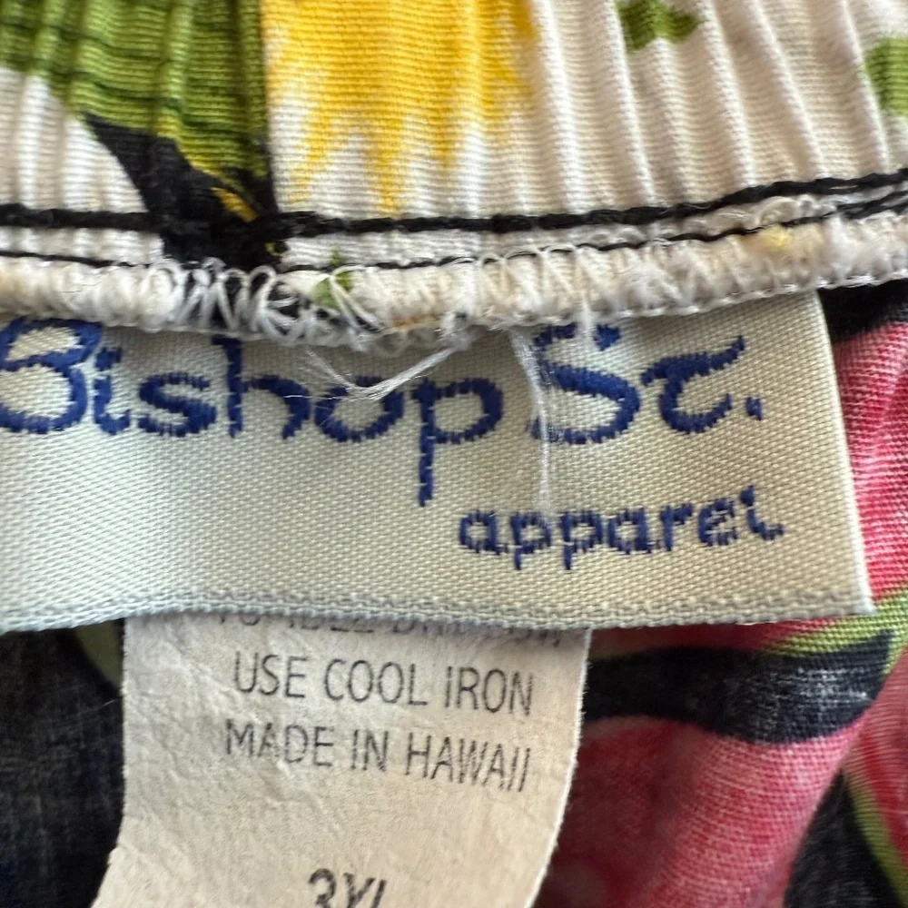 Bishop St Hawaiian Tropical Print Capris Pants Elastic Waist Cotton 3X